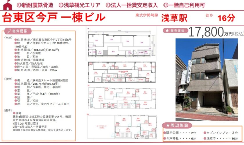 台東区今戸一棟ビル 画像1