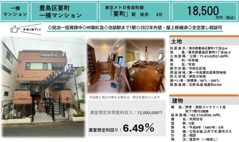 豊島区要町一棟マンション 画像1