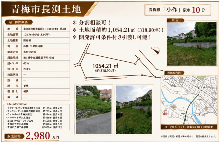 青梅市長渕1丁目土地 画像1